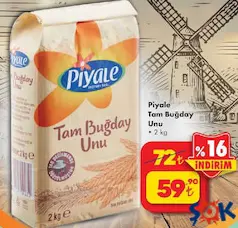 PİYALE TAM BUĞDAY UNU 2 KG fiyat ve kampanya bilgisi